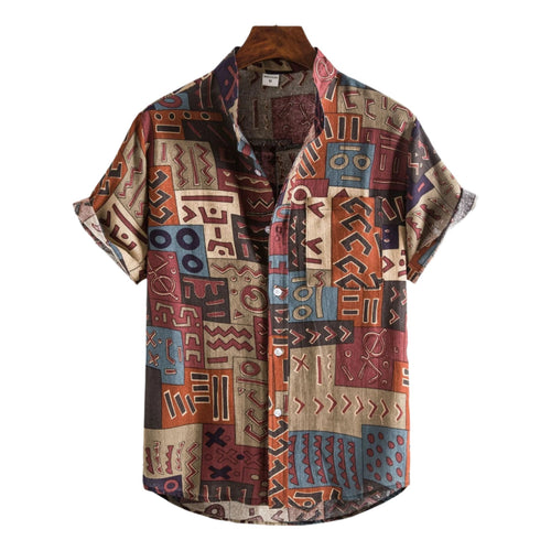 Men's Polo with Vibrant Print Casual Cotton