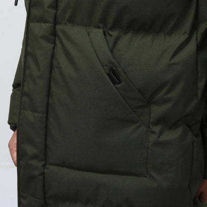 Men's Puffer Jacket with Long Hood and Spacious Pockets