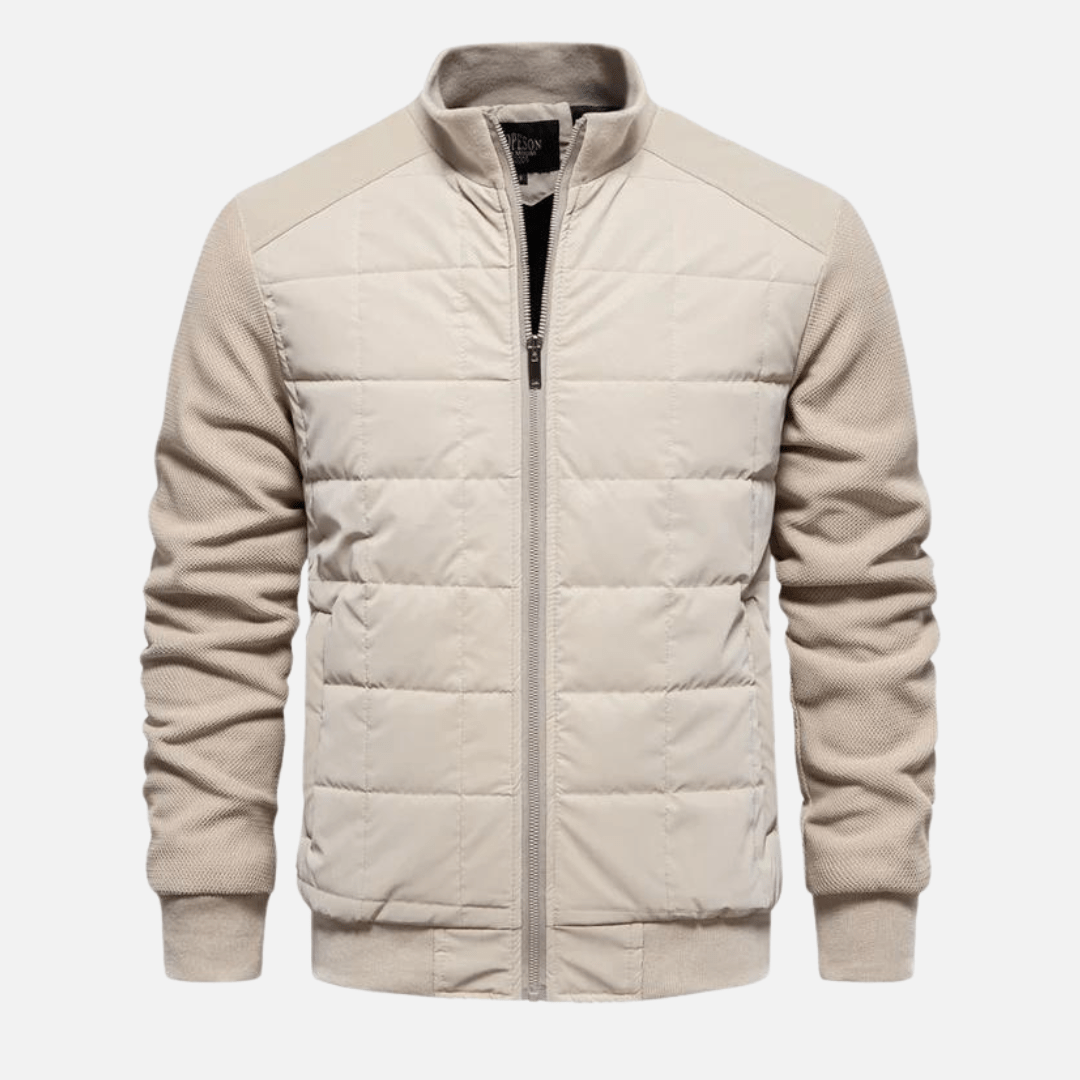 Men's Quilted Jacket Classic With Rib Knitted Sleeves
