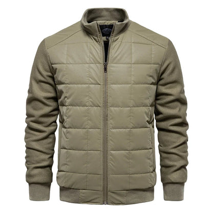 Men's Quilted Jacket Classic With Rib Knitted Sleeves