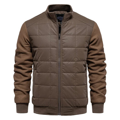 Men's Quilted Jacket Classic With Rib Knitted Sleeves