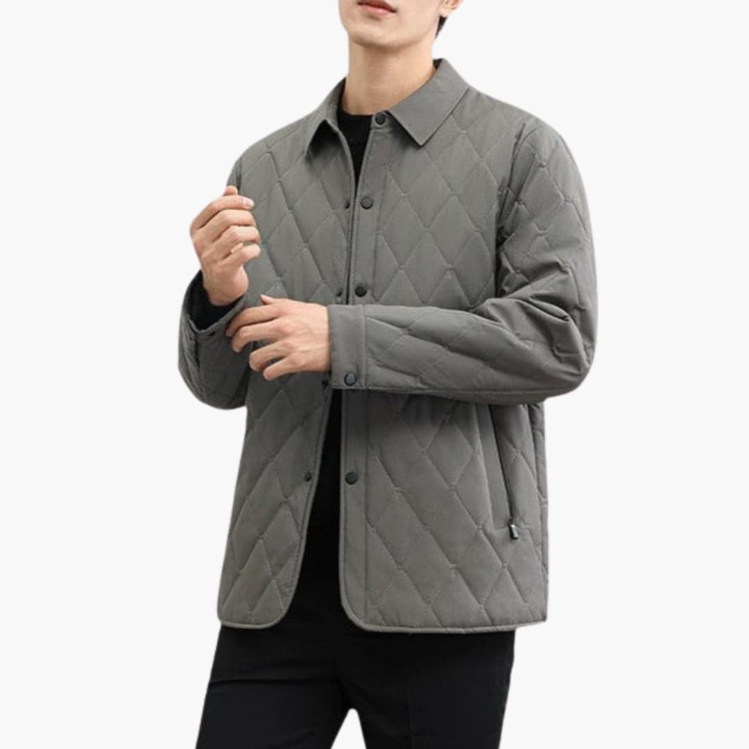 Men's Quilted Jacket with Collar and Buttons