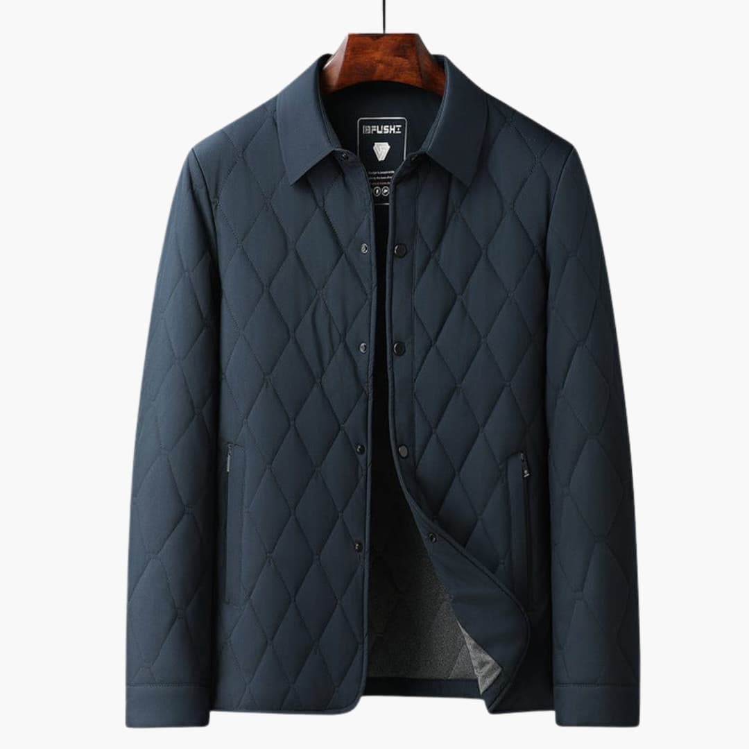 Men's Quilted Jacket with Collar and Buttons
