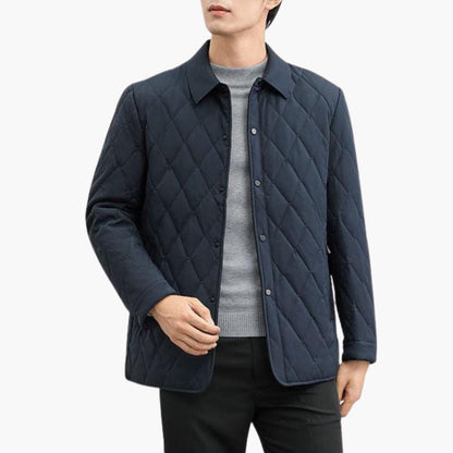 Men's Quilted Jacket with Collar and Buttons