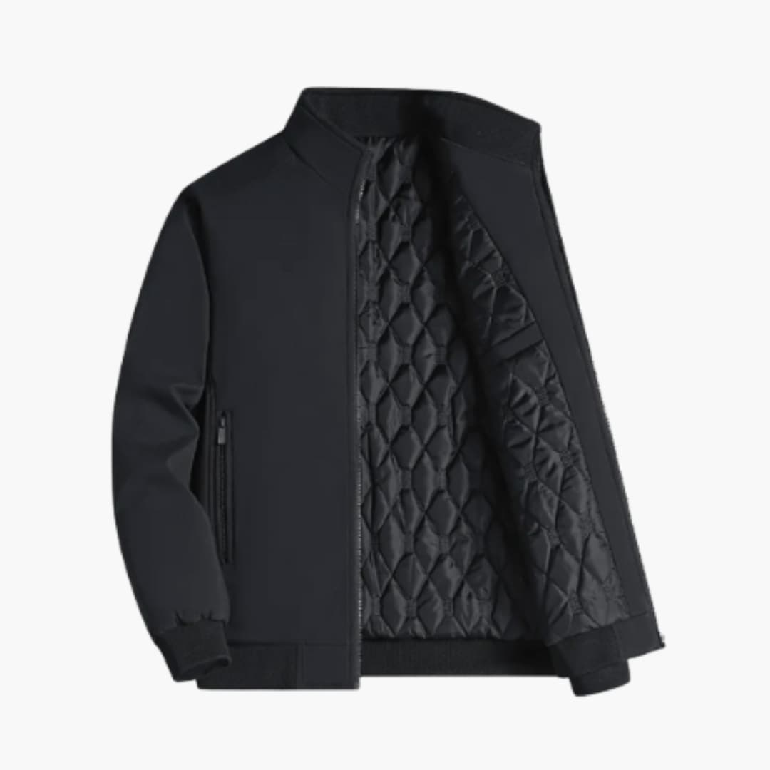 Men's Quilted Jacket with Collar and Buttons