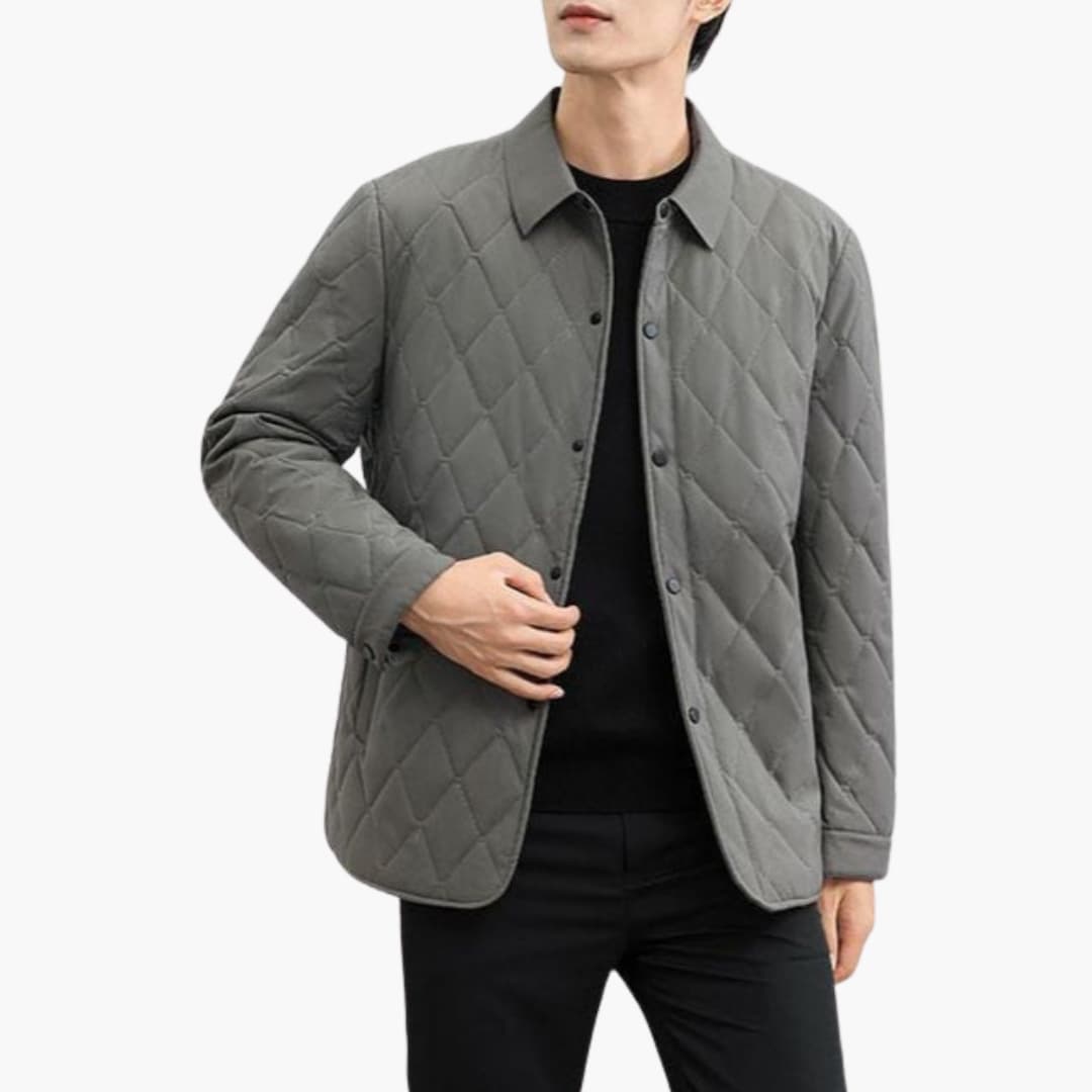 Men's Quilted Jacket with Collar and Buttons