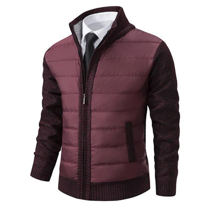 Men's Quilted Jacket with Ribbed Sleeves