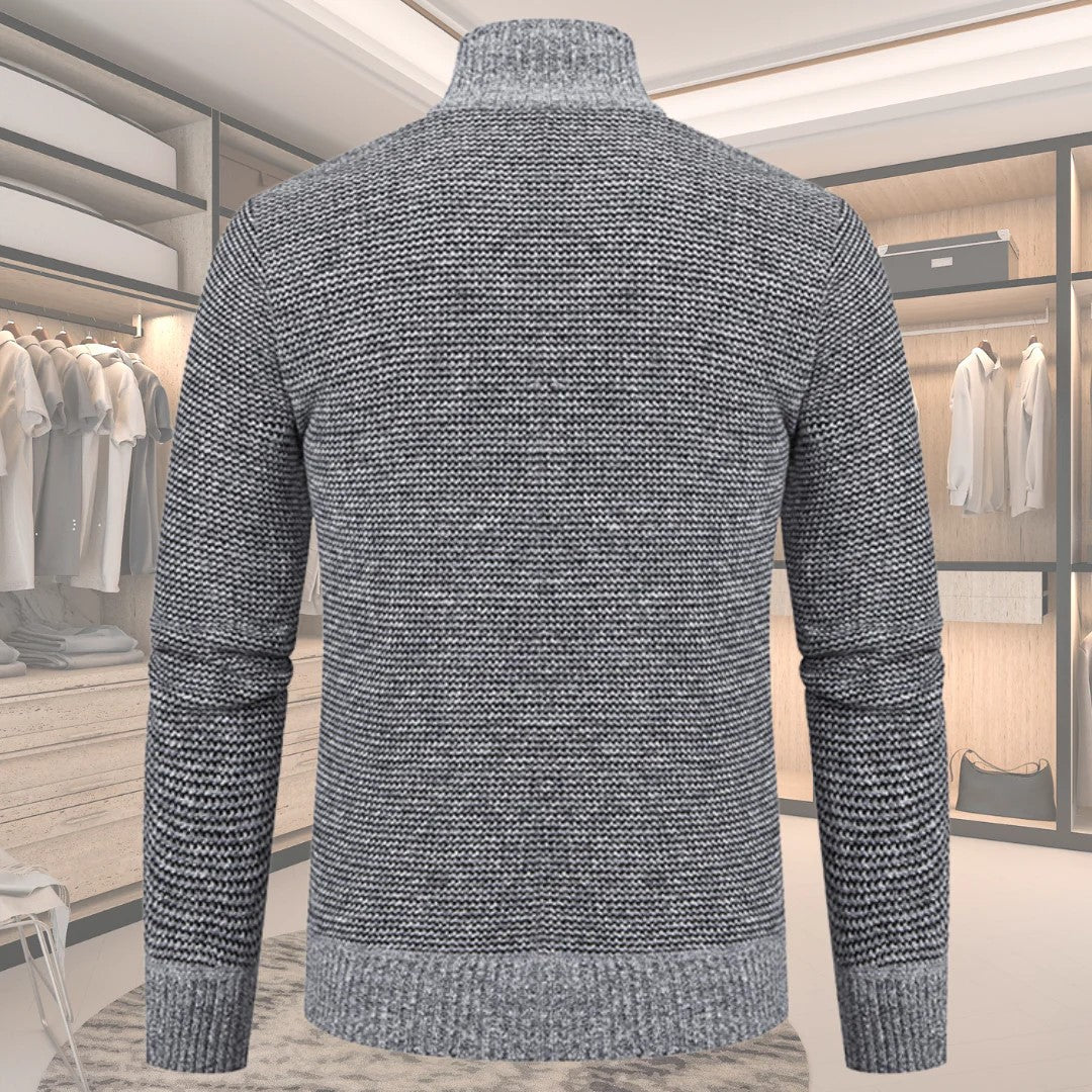 Men's Quilted Sweater with Checkered Pattern