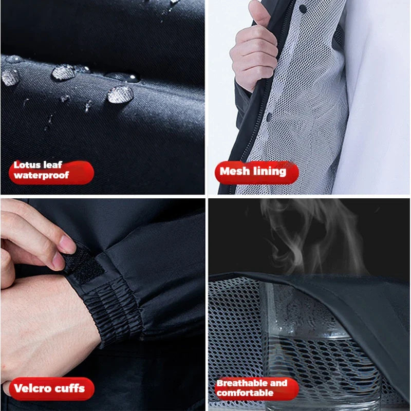 Men's Rain Jacket and Rain Pants Set for Motorbike and Electric Bike