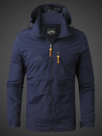Men's Raincoat Waterproof With Adjustable Hood For Outdoor Activities