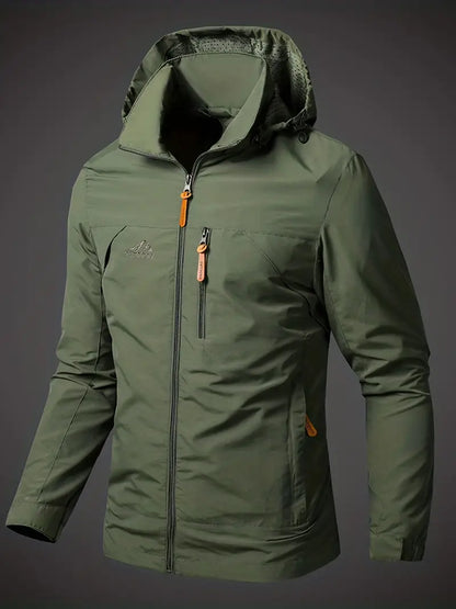 Men's Raincoat Waterproof With Adjustable Hood For Outdoor Activities