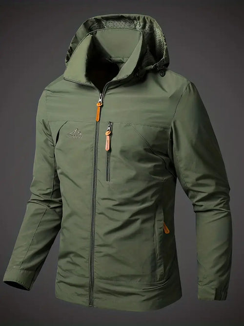Men's Raincoat Waterproof With Adjustable Hood For Outdoor Activities