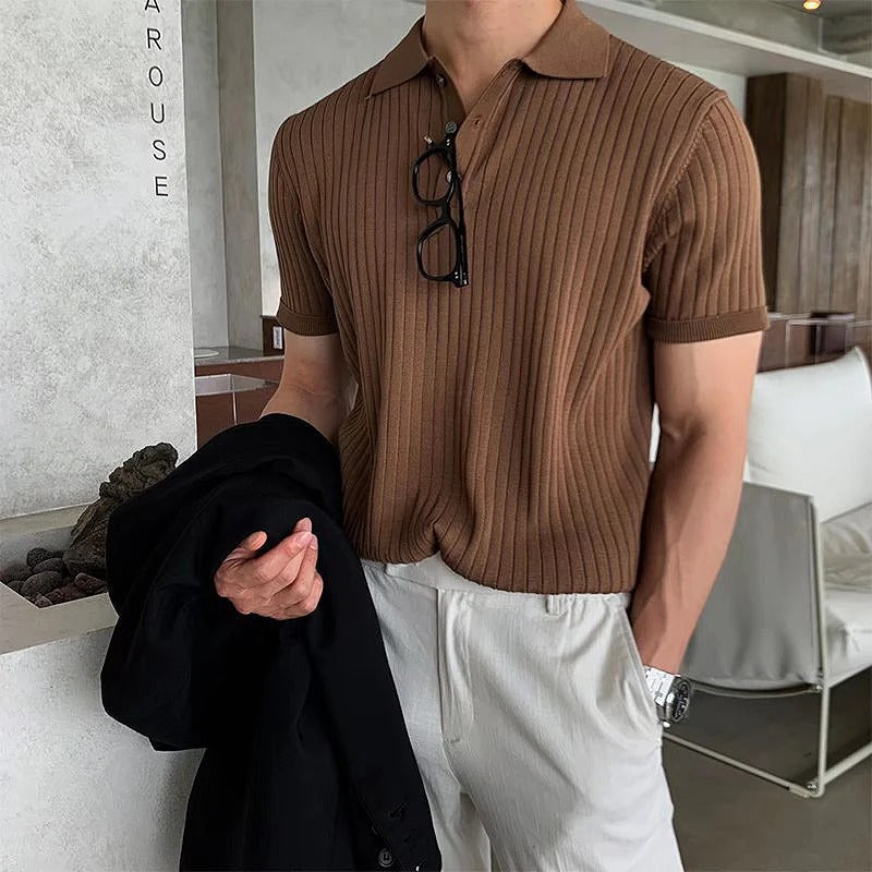 Men's Retro Striped Polo Shirt