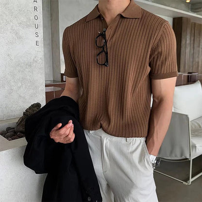 Men's Retro Striped Polo Shirt