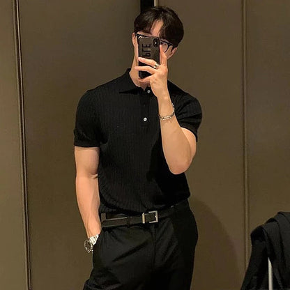 Men's Retro Striped Polo Shirt