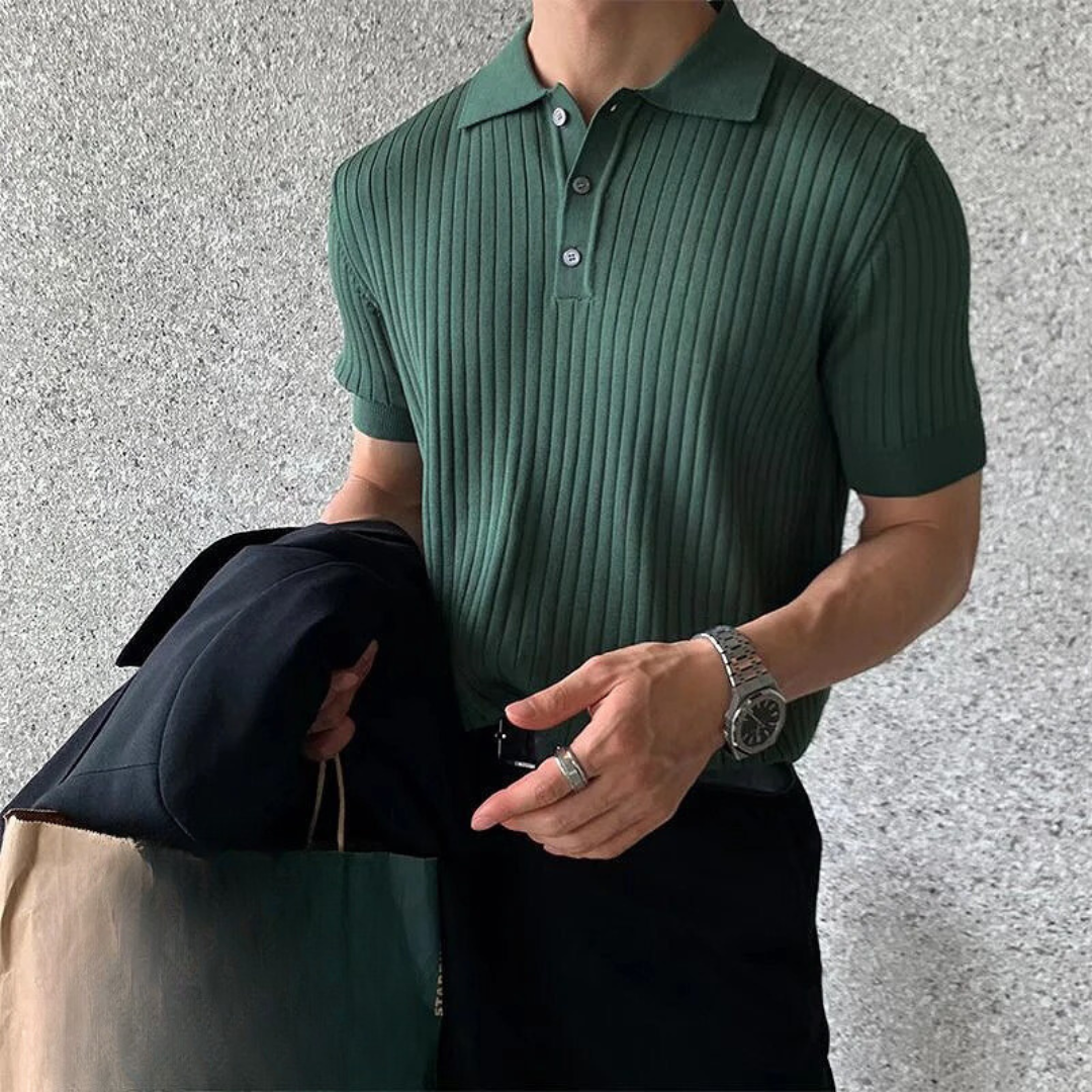 Men's Retro Striped Polo Shirt