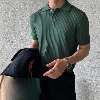 Men's Retro Striped Polo Shirt