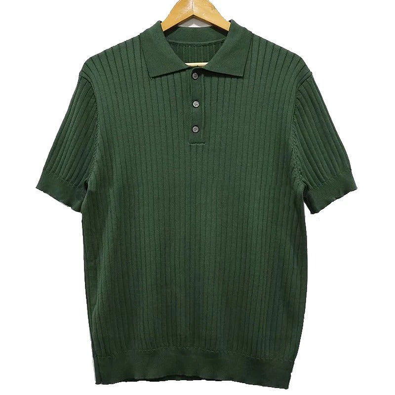 Men's Retro Striped Polo Shirt