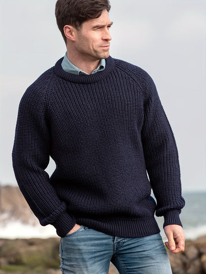 Men's Round Neck Knitted Sweater with Timeless Design