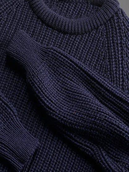 Men's Round Neck Knitted Sweater with Timeless Design