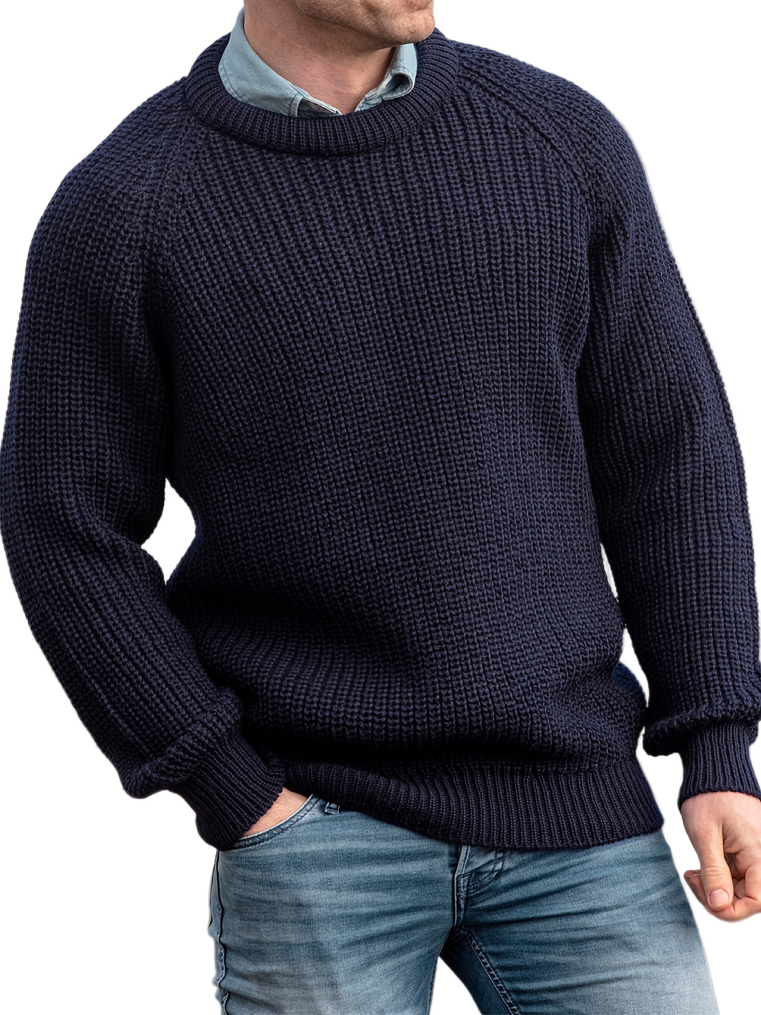 Men's Round Neck Knitted Sweater with Timeless Design