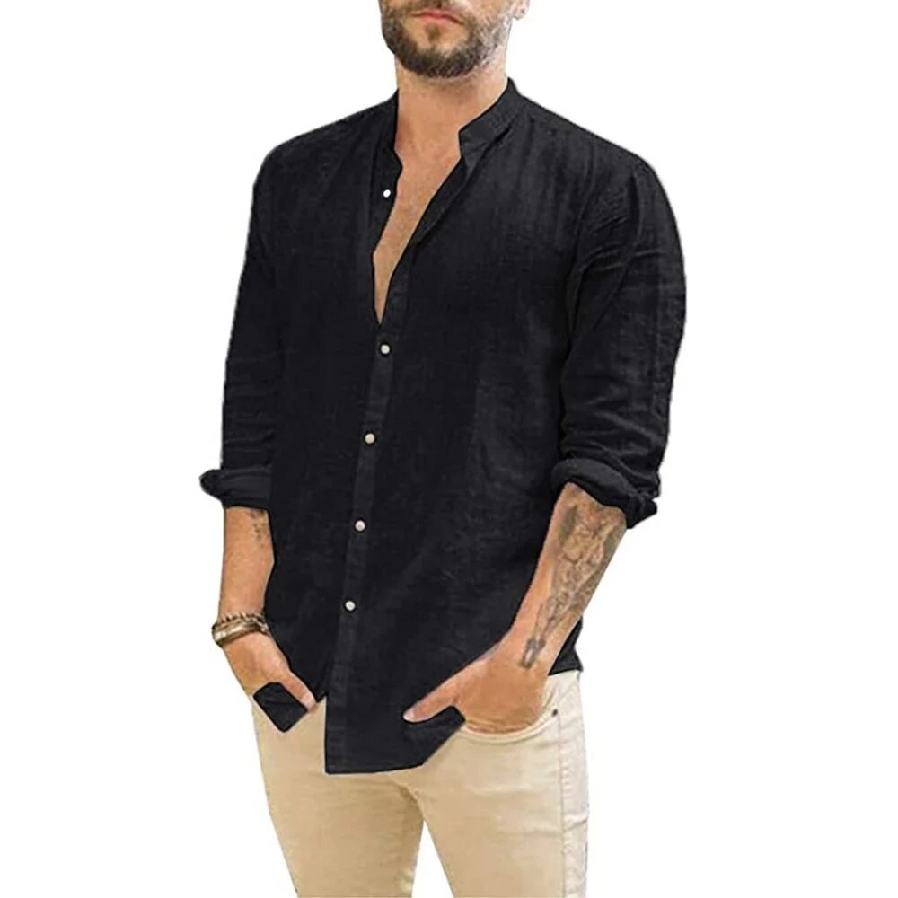 Men's Shirt Airy Long Sleeves Cotton