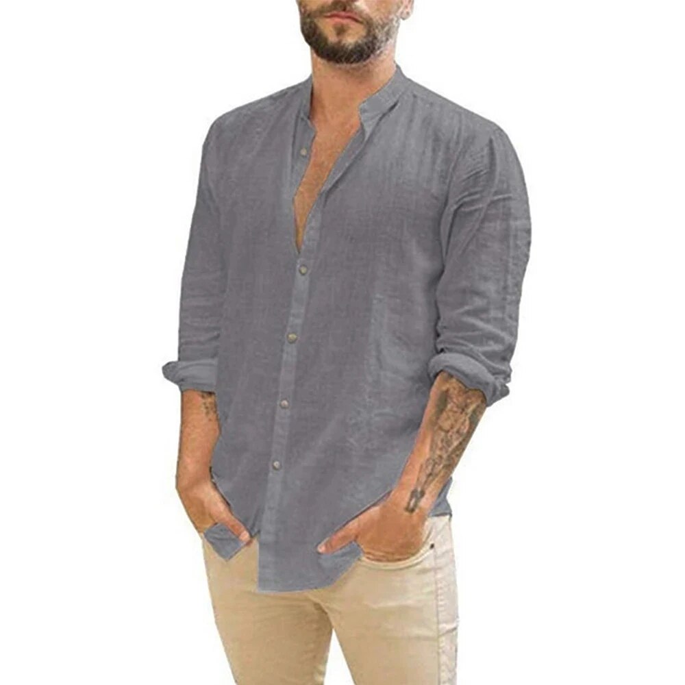 Men's Shirt Airy Long Sleeves Cotton