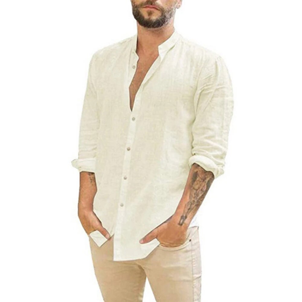 Men's Shirt Airy Long Sleeves Cotton