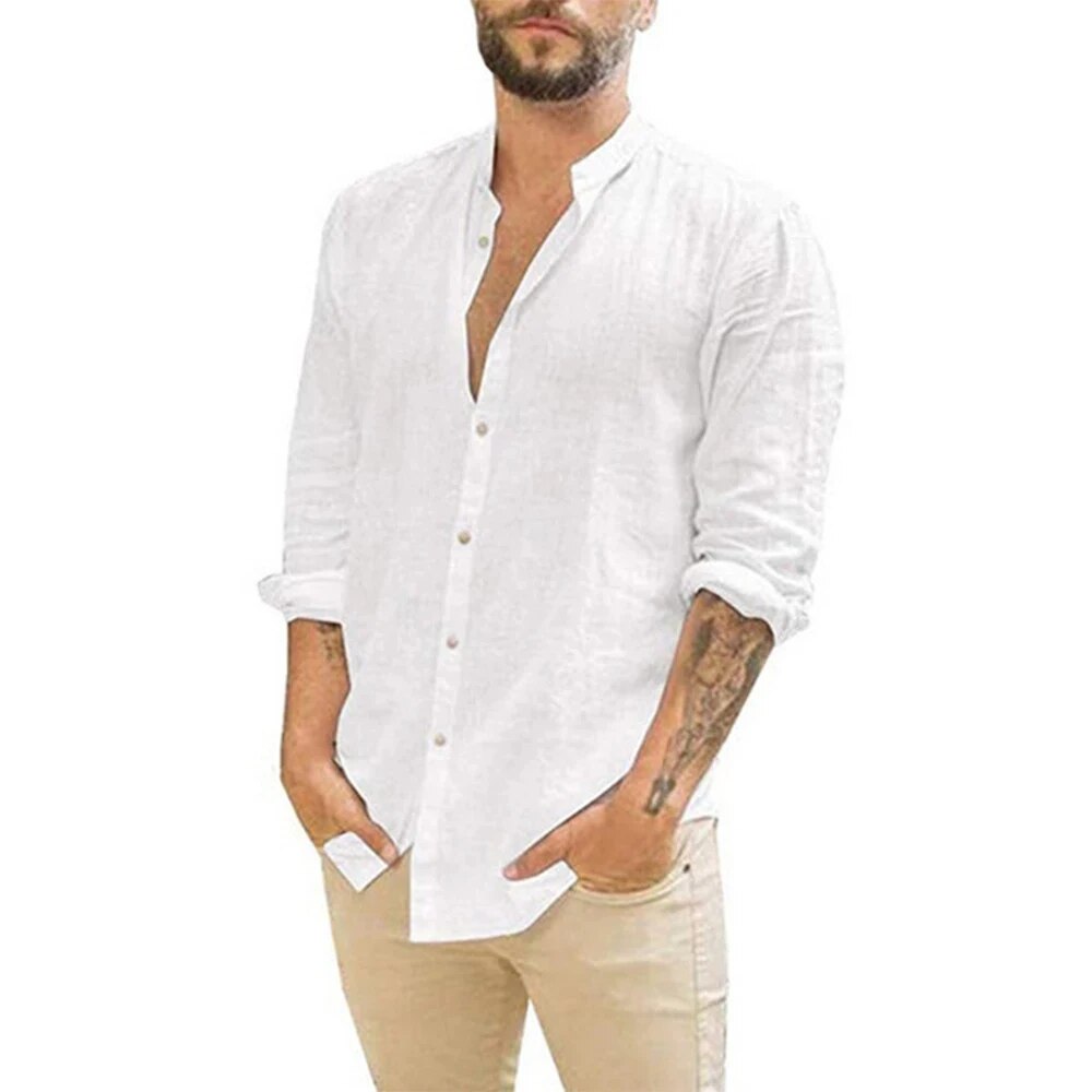 Men's Shirt Airy Long Sleeves Cotton