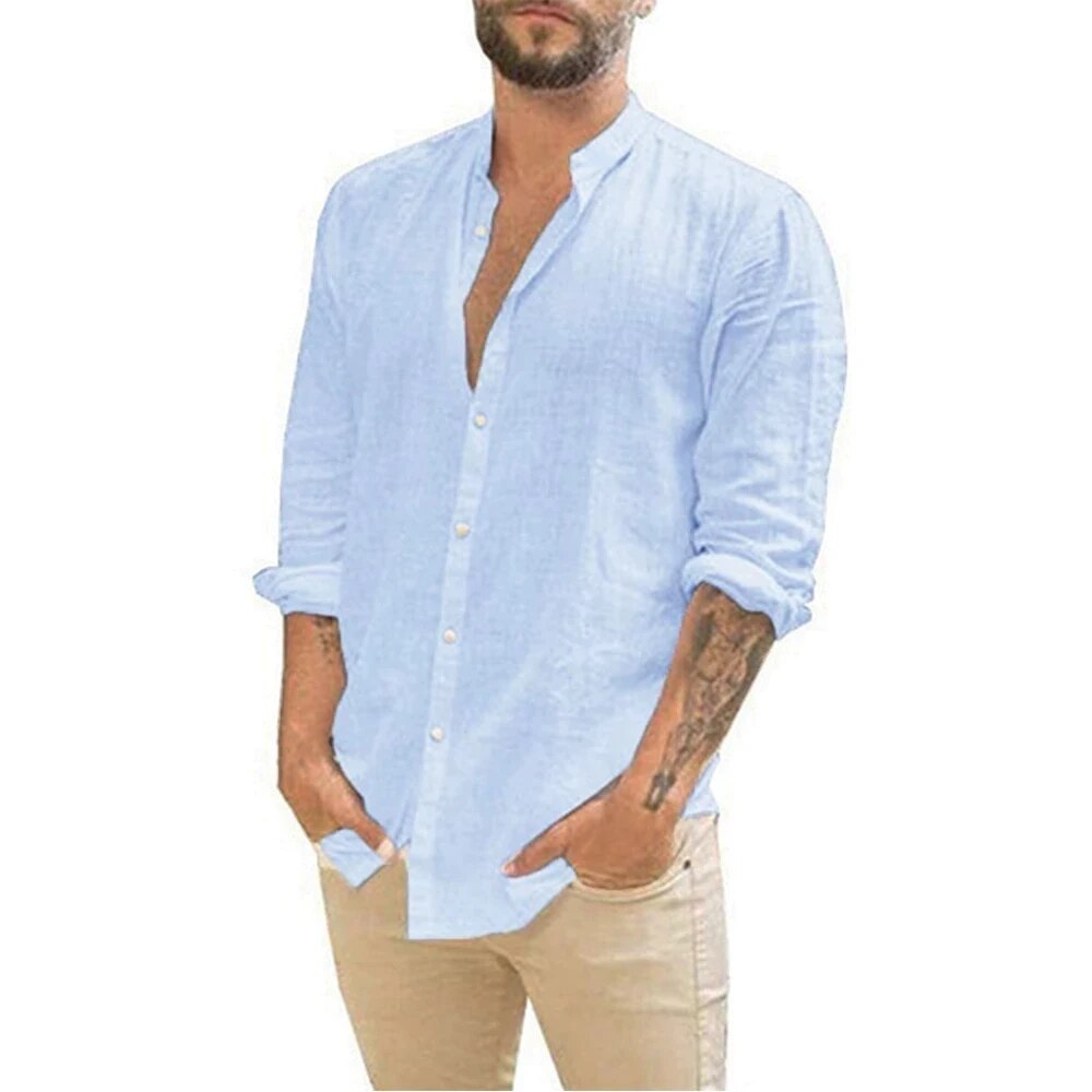 Men's Shirt Airy Long Sleeves Cotton