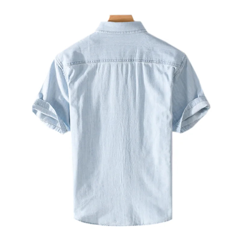 Men's Shirt Denim Casual Style Breathable Material
