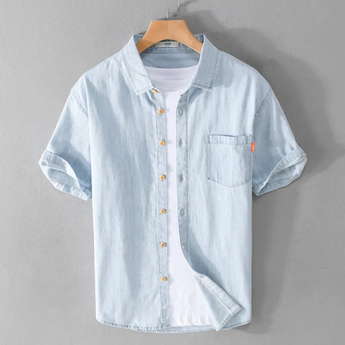 Men's Shirt Denim Casual Style Breathable Material