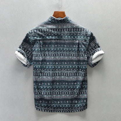 Men's Shirt Vintage Printed Cotton Blend Comfortable