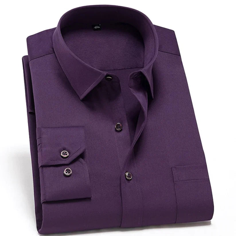 Men's Shirt Wrinkle-Free Stretch Material Modern Comfort