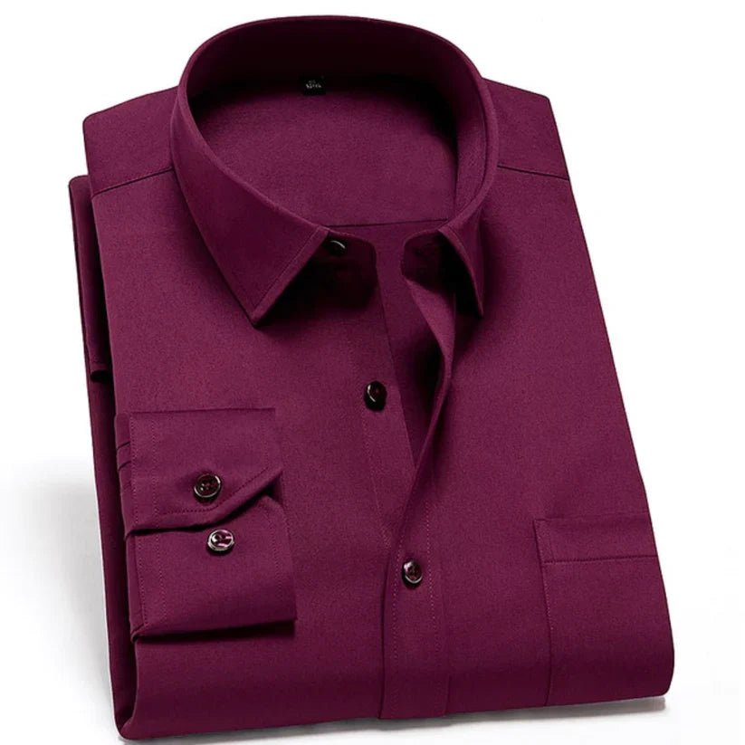 Men's Shirt Wrinkle-Free Stretch Material Modern Comfort