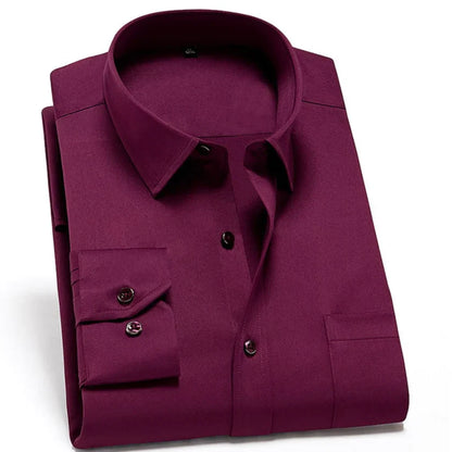 Men's Shirt Wrinkle-Free Stretch Material Modern Comfort