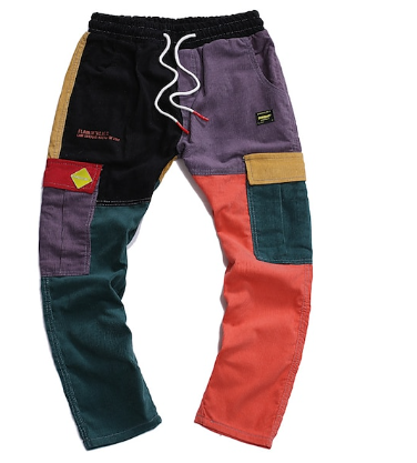 Men's Short Pants Casual Cotton with Colour Patches