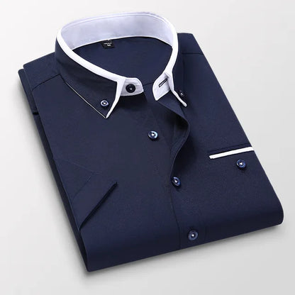Men's Short-Sleeve Shirt Classic Cotton Polyester