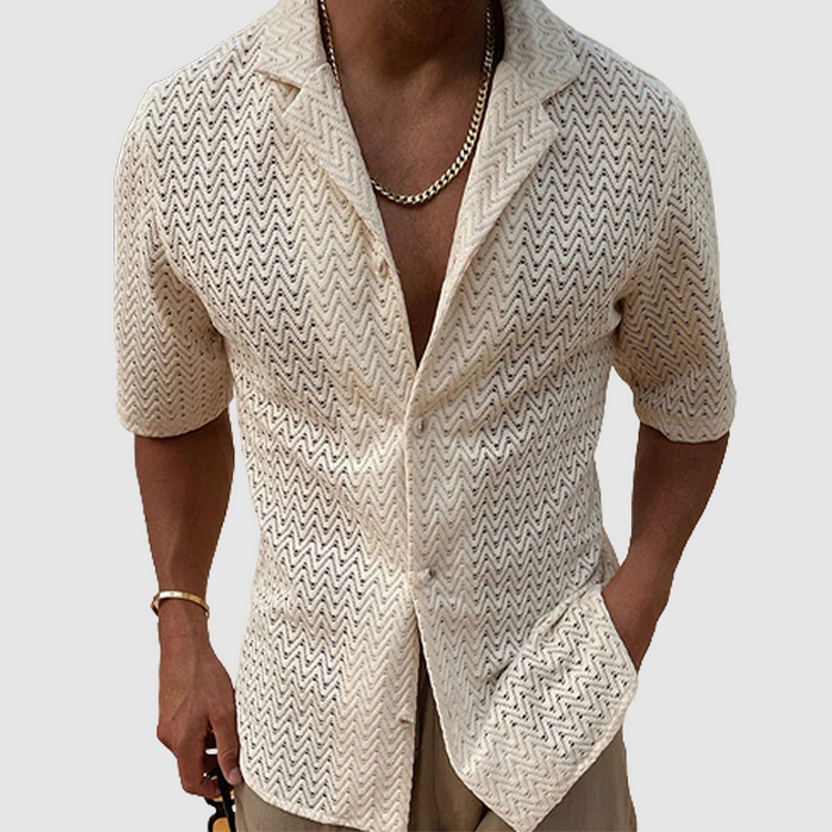 Men's Short-sleeved Plain Knitted Shirt