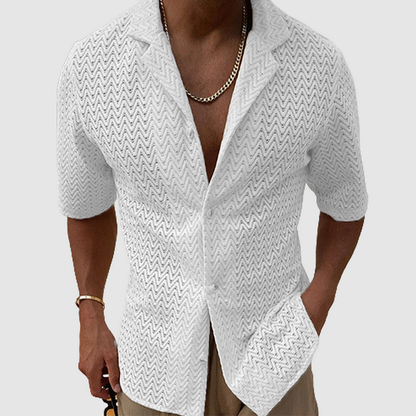 Men's Short-sleeved Plain Knitted Shirt