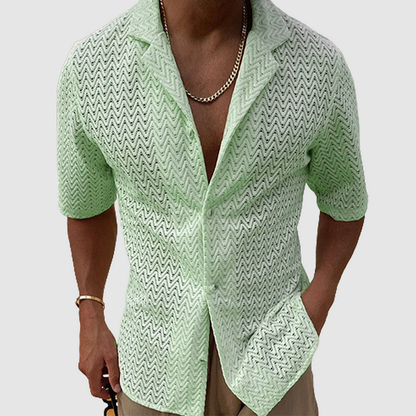 Men's Short-sleeved Plain Knitted Shirt