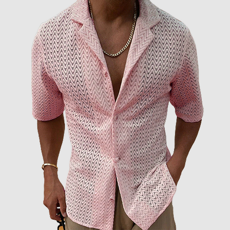 Men's Short-sleeved Plain Knitted Shirt