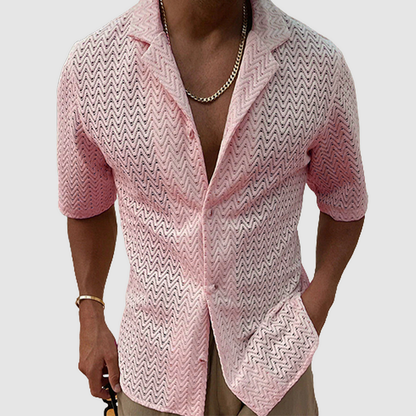 Men's Short-sleeved Plain Knitted Shirt