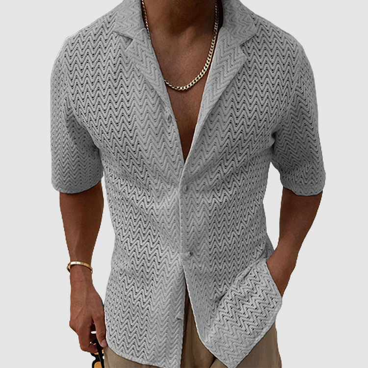Men's Short-sleeved Plain Knitted Shirt