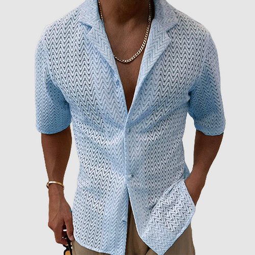 Men's Short-sleeved Plain Knitted Shirt