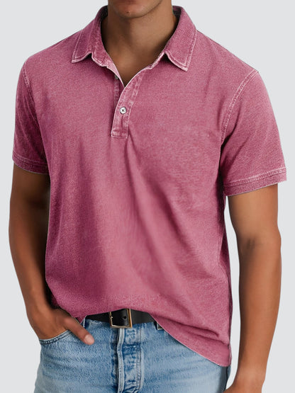 Men's Short-sleeved Polo Shirt Relaxed Soft Washed Texture