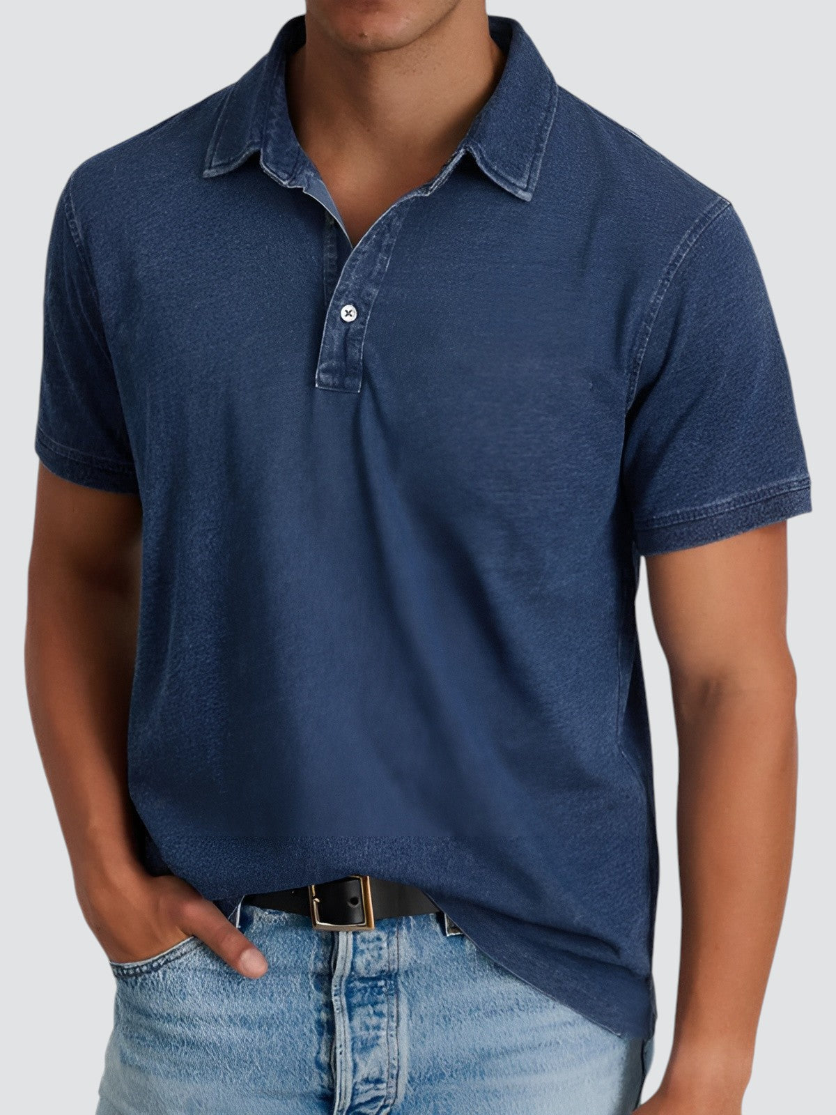 Men's Short-sleeved Polo Shirt Relaxed Soft Washed Texture