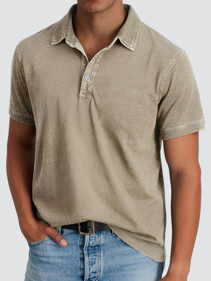 Men's Short-sleeved Polo Shirt Relaxed Soft Washed Texture