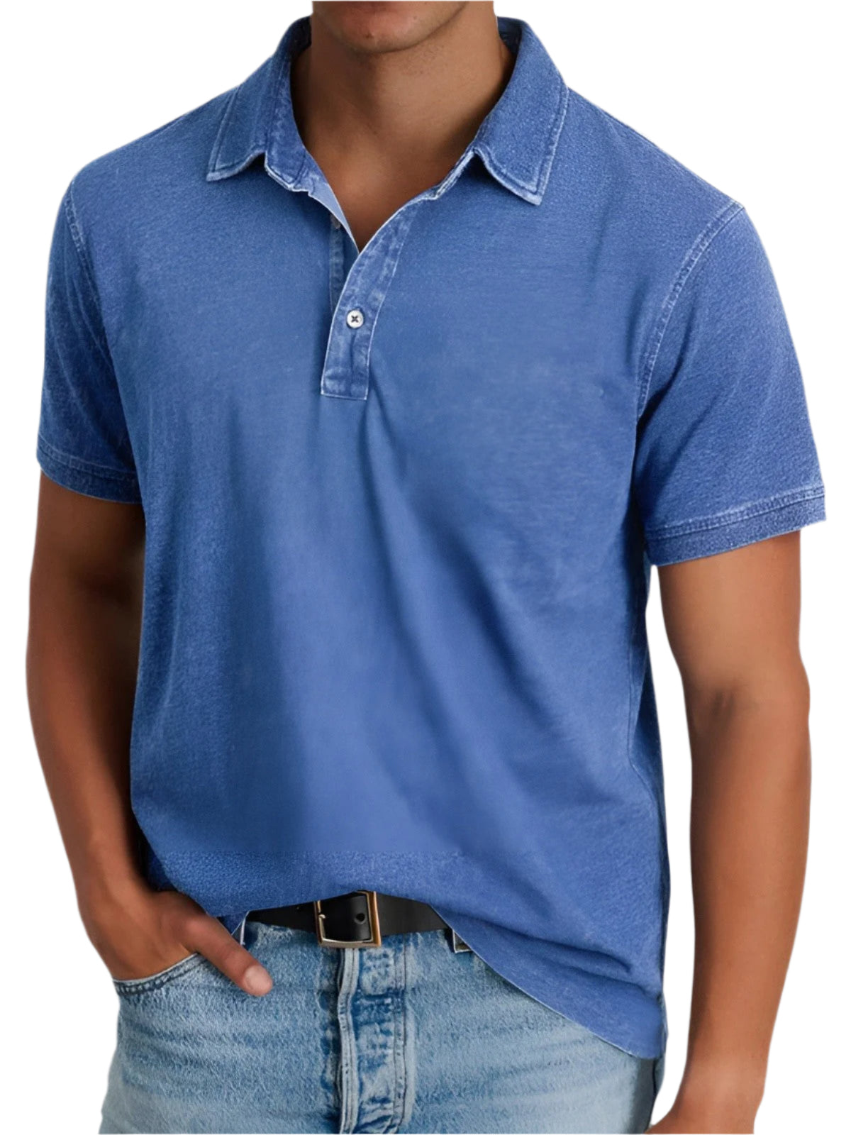 Men's Short-sleeved Polo Shirt Relaxed Soft Washed Texture