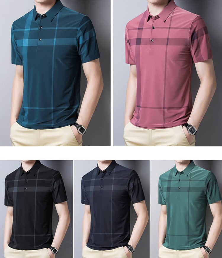 Men's Slim-Fit Checked Polo